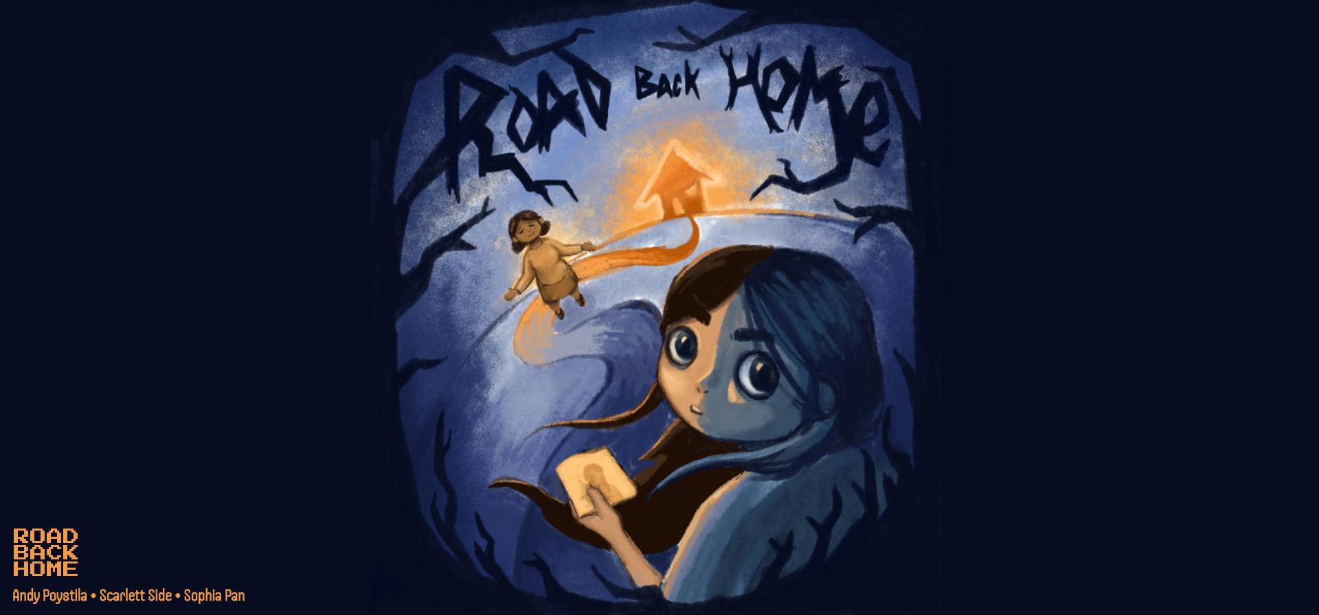 Slide 01 of the road back home with the title and key art.